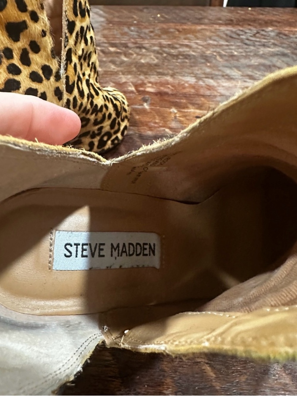 Steve Madden Leopard Print Ankle Booties in Tan and‎ Black size 7.5 - Picture 4 of 8